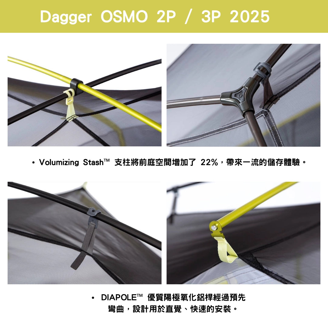 最新版 Nemo Dagger OSMO Lightweight 3-Person Backpacking Tent 輕量三人帳篷 (2025新款) 空間較大