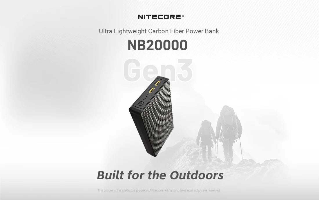 Nitecore NB20000 Gen3 Ultralight Carbon Power Bank Ultralight Carbon Fiber Power Bank (Third Generation) Urine Bag Power Bank