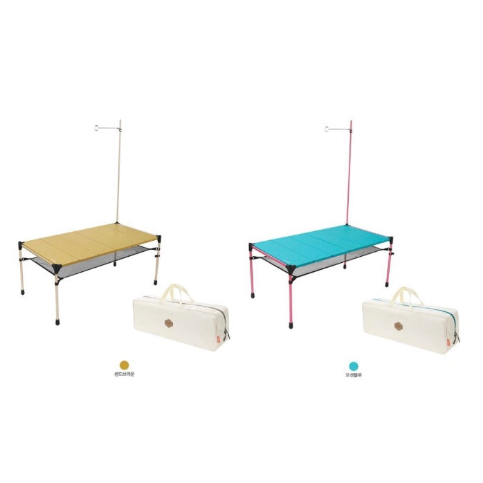 【在庫あり】🇰🇷2022最新 韓国製 Snowline Cube Family Table L6 キャンプ 折りたたみテーブル (ブラウン、ブルー)