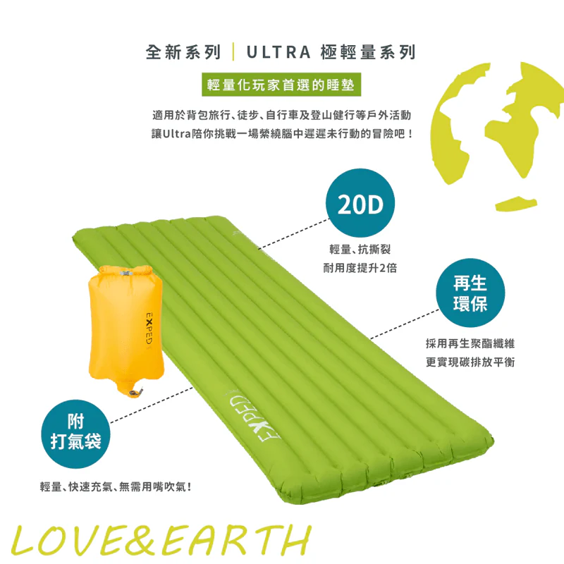 最新版 EXPED Ultra 1R Ultralight Trekking Mat 超輕單人充氣睡墊